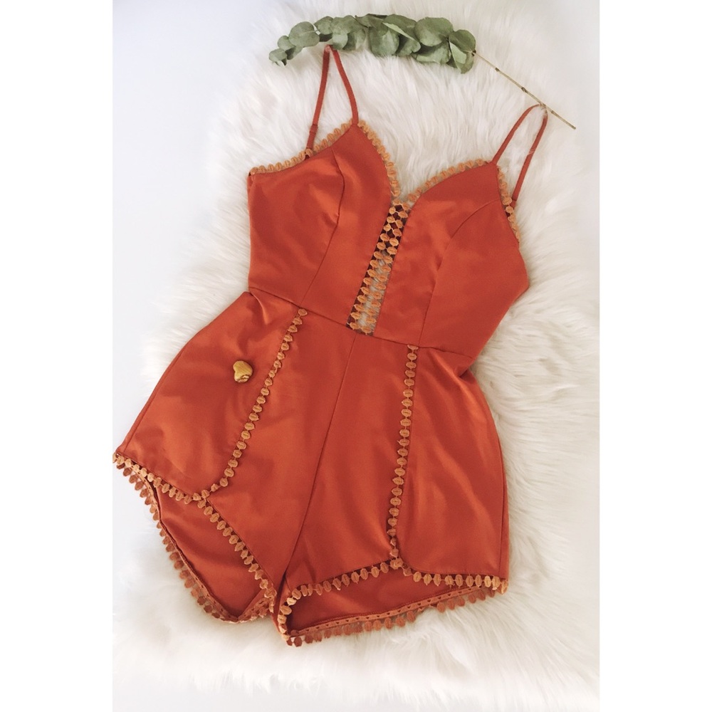 Rust orange fancy romper
